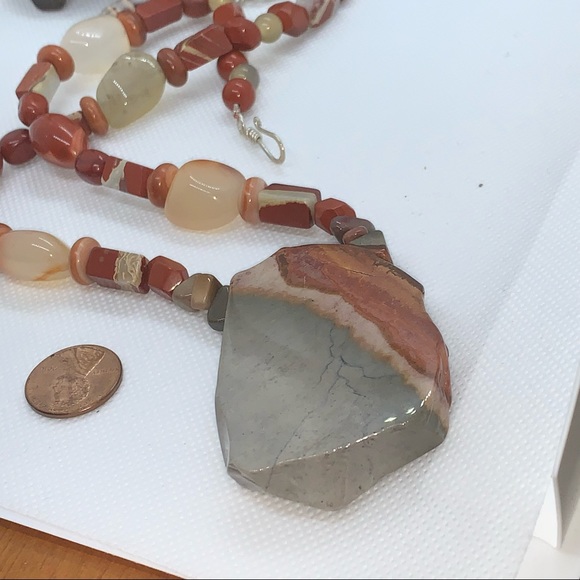 Handcrafted “Sedona” Carnelian Red Jasper & 925 Necklace & Earring Set - Picture 12 of 13